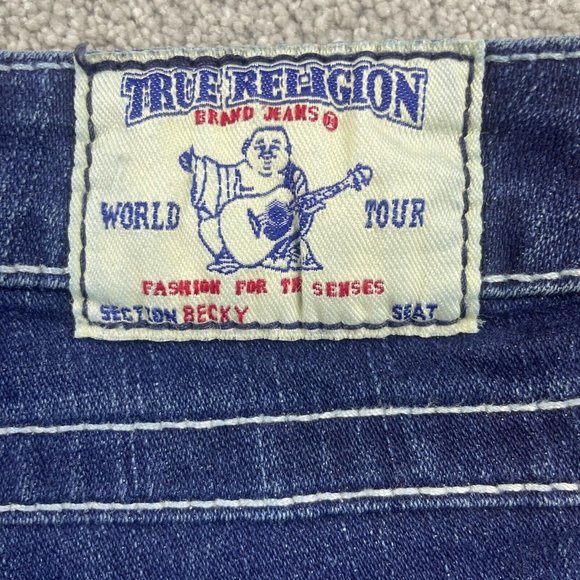 VTG True Religion Becky Low Rise Bootcut Jeans Women's Sz 27 Dark Wash Denim Y2K - Picture 6 of 16